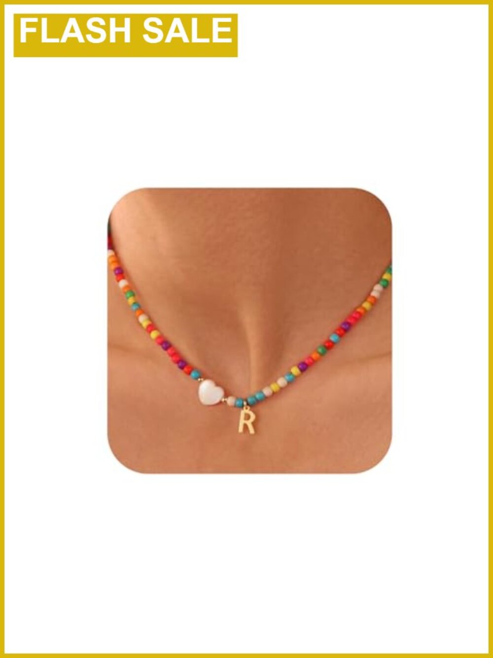 14K Gold Plated Initial Beaded Choker Necklace Adjustable Handcrafted